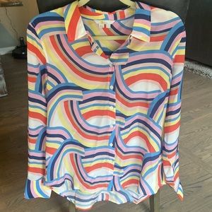Boden 100% Silk Rainbow Blouse RARE
